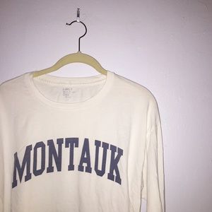 Brandy Melville White/Navy Crewneck Montauk Top✨